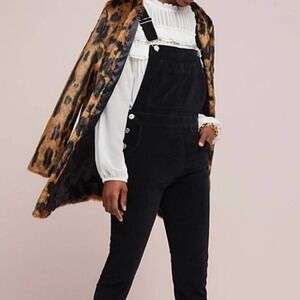 NEW! TORN BY RONNY KOBO Black Bib Flare Denim Jean Overalls.